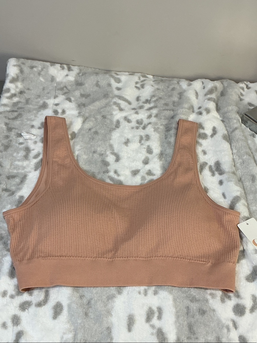 Gianni Bini Ribbed Scoop Bralette in Dusty Blush, XL